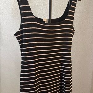 No comment Black and White Striped maxi dress